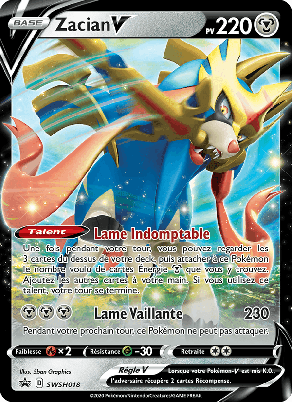 Zacian V, carte SWSH018 de Promo SWSH
