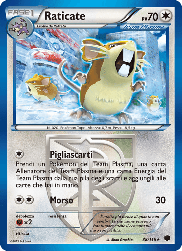 Raticate, card 88 from Glaciazione Plasma