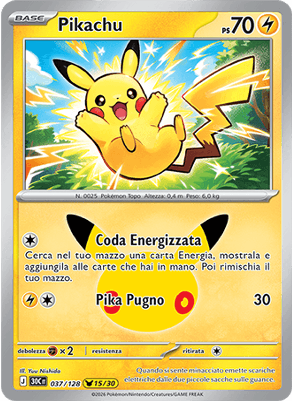Pikachu, carta 037 di 30° Anniversario