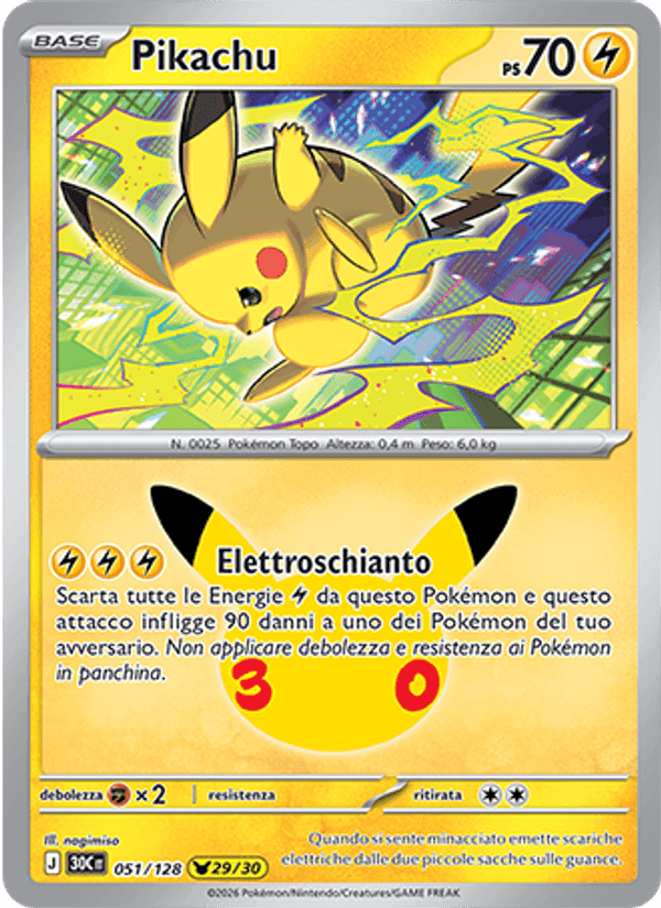 Pikachu, carta 051 de 30° Anniversario