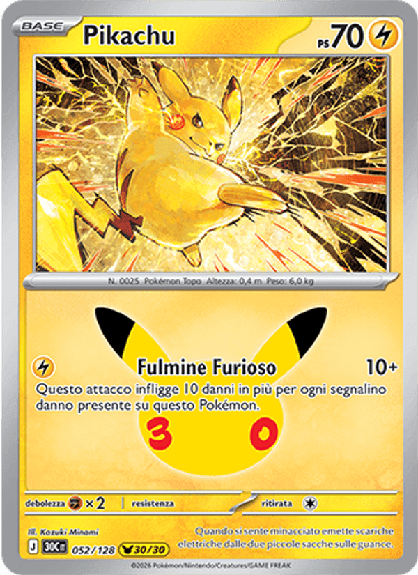 Pikachu, carta 052 di 30° Anniversario