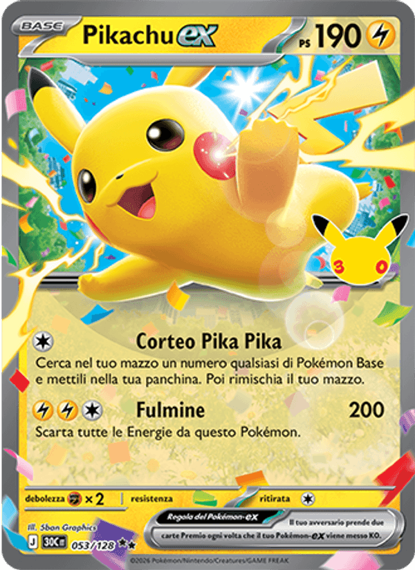 Pikachu-ex, carta 053 di 30° Anniversario