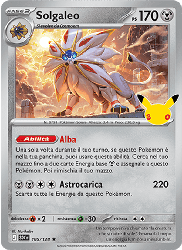 Solgaleo, carta 105 di 30° Anniversario