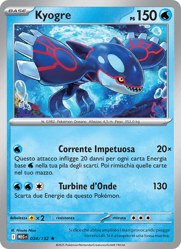 Kyogre, carta 034 di Megaevoluzione