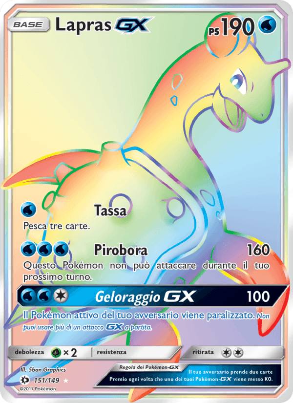 Lapras GX, carta 151 di Sole e Luna