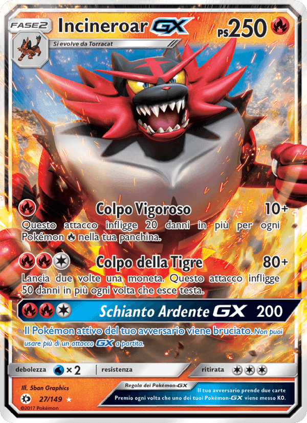 Incineroar GX, carta 27 di Sole e Luna