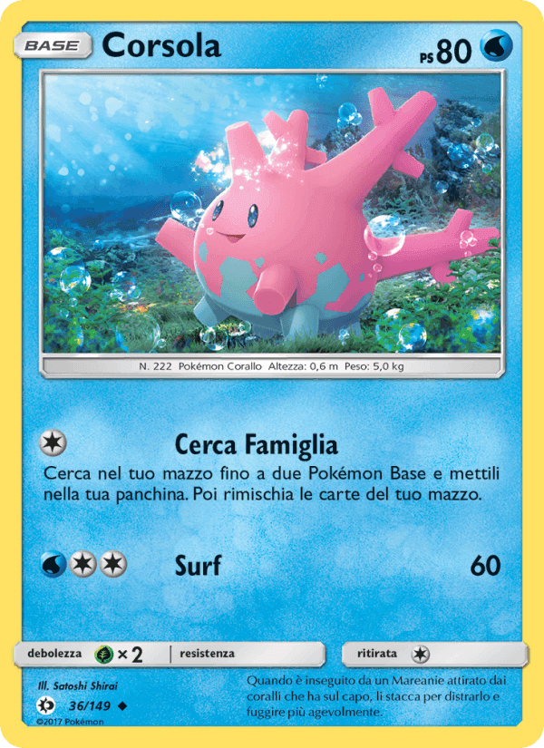 Corsola, carta 36 di Sole e Luna