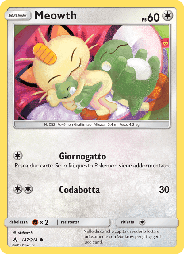 Meowth, carte 147 de Legami Inossidabili