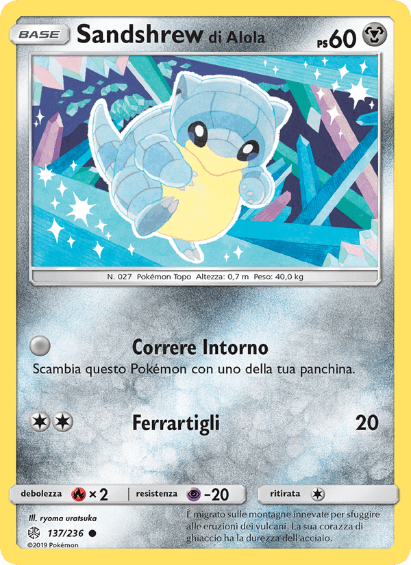 Sandshrew di Alola, carta 137 di Eclissi Cosmica