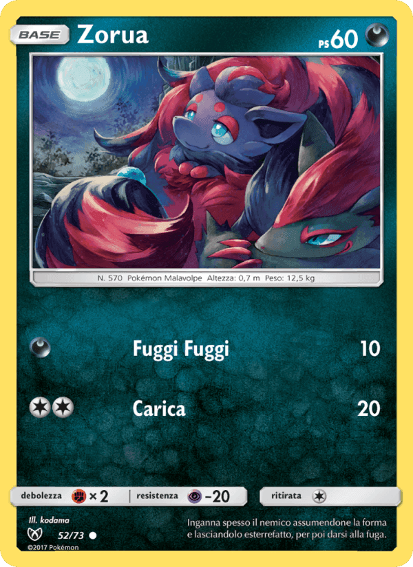 Zorua, carta 52 di Leggende Iridescenti
