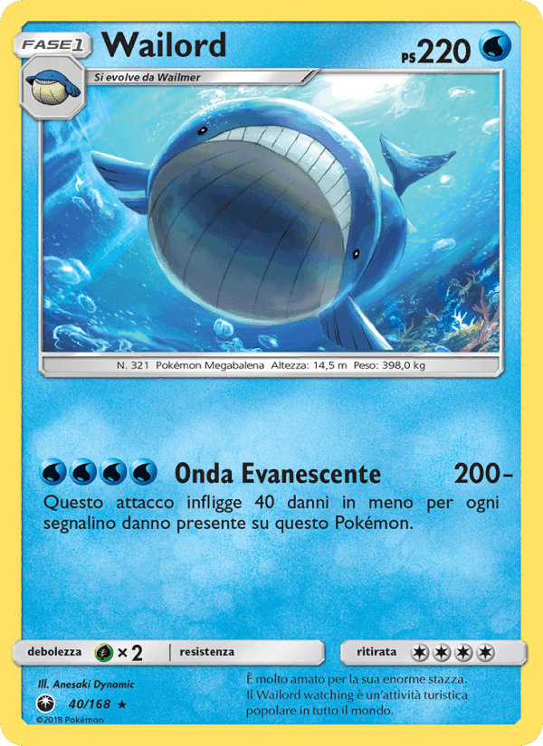 Wailord, carta 40 de Tempesta Astrale