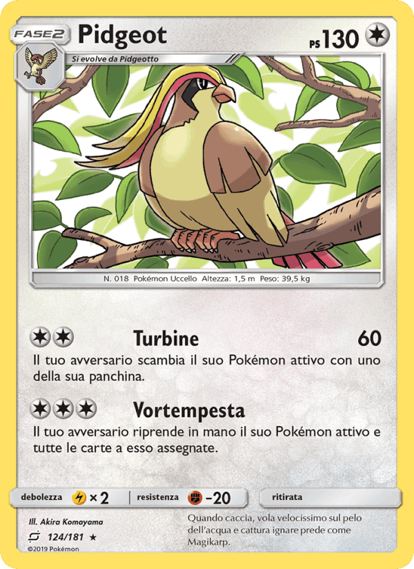 Pidgeot, carta 124 di Gioco di Squadra