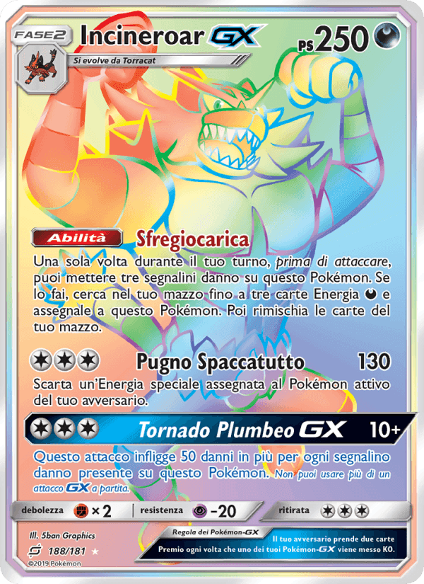 Incineroar GX, card 188 from Gioco di Squadra