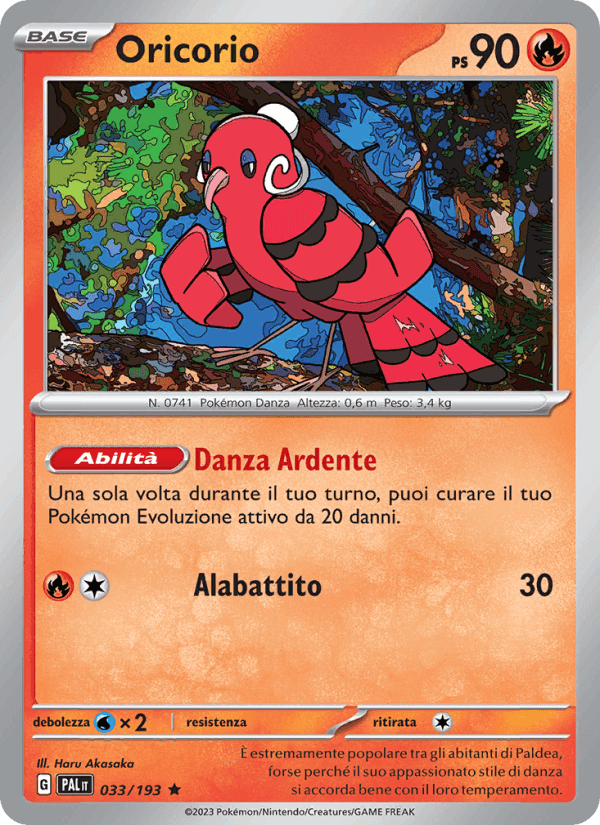 Oricorio, carta 033 de Evoluzioni a Paldea