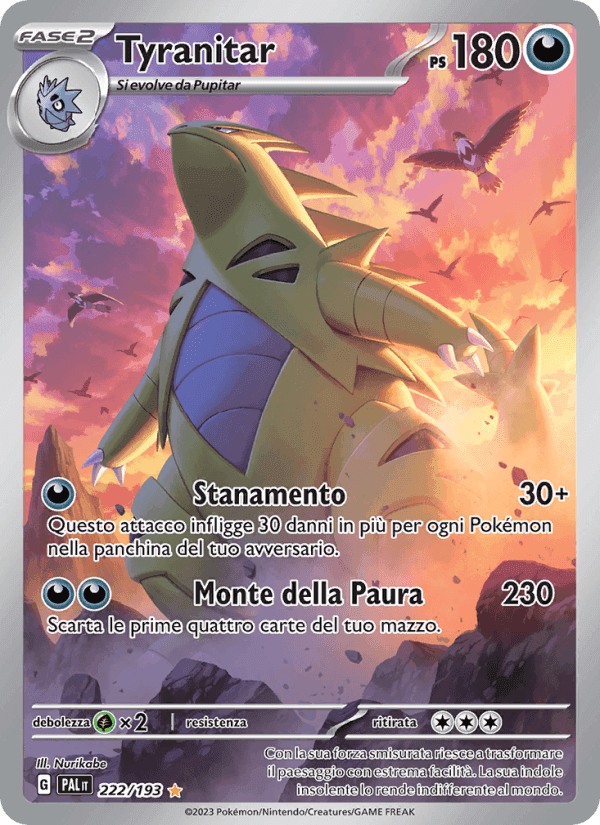 Tyranitar, carta 222 di Evoluzioni a Paldea