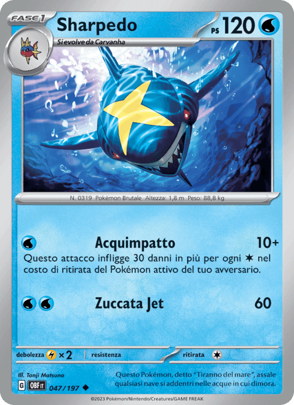 Sharpedo, carta 047 di Ossidiana Infuocata