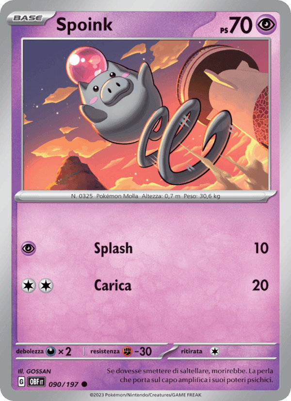 Spoink, card 090 from Ossidiana Infuocata