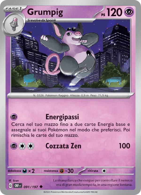 Grumpig, card 091 from Ossidiana Infuocata