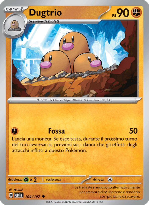 Dugtrio, carta 104 di Ossidiana Infuocata