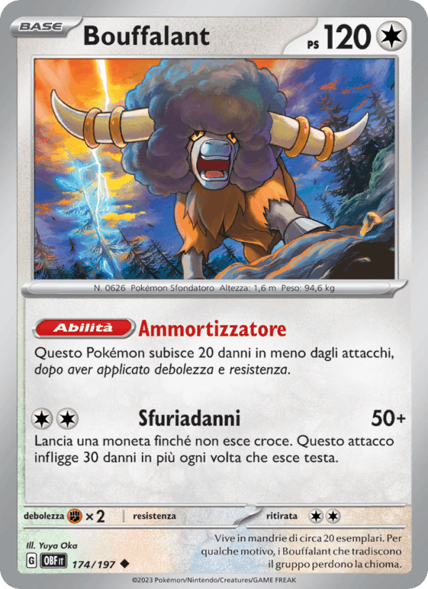 Bouffalant, card 174 from Ossidiana Infuocata