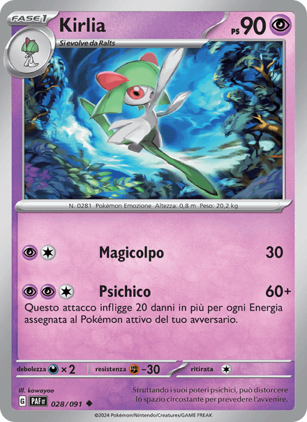 Kirlia, carta 028 de Destino di Paldea