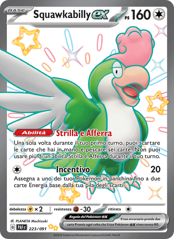 Squawkabilly-ex, card 223 from Destino di Paldea