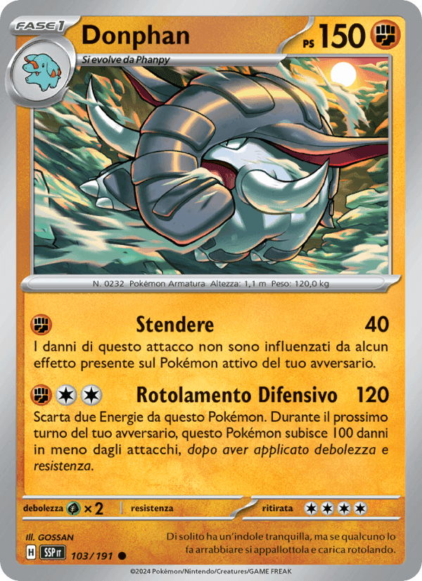 Donphan, carta 103 di Scintille Folgoranti