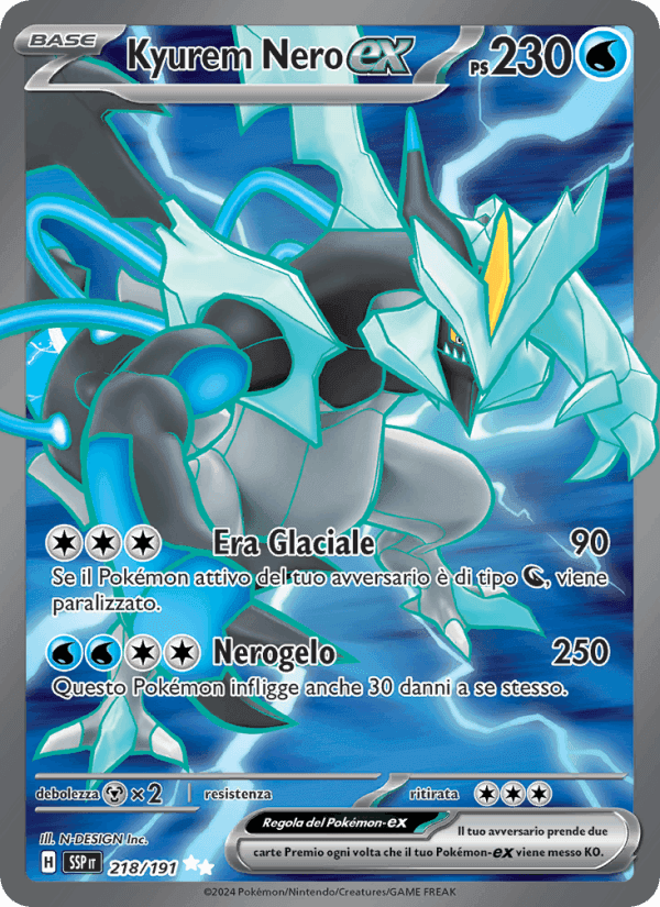 Kyurem Nero-ex, card 218 from Scintille Folgoranti