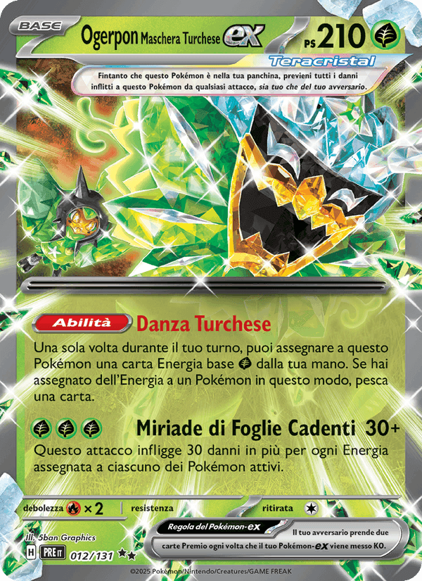 Ogerpon Maschera Turchese-ex, carta 012 di Evoluzioni Prismatiche