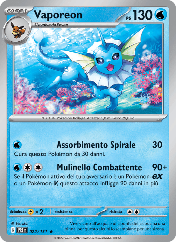Vaporeon, carta 022 di Evoluzioni Prismatiche