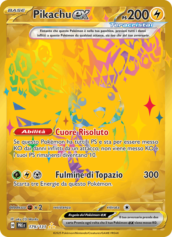 Pikachu-ex, card 179 from Evoluzioni Prismatiche