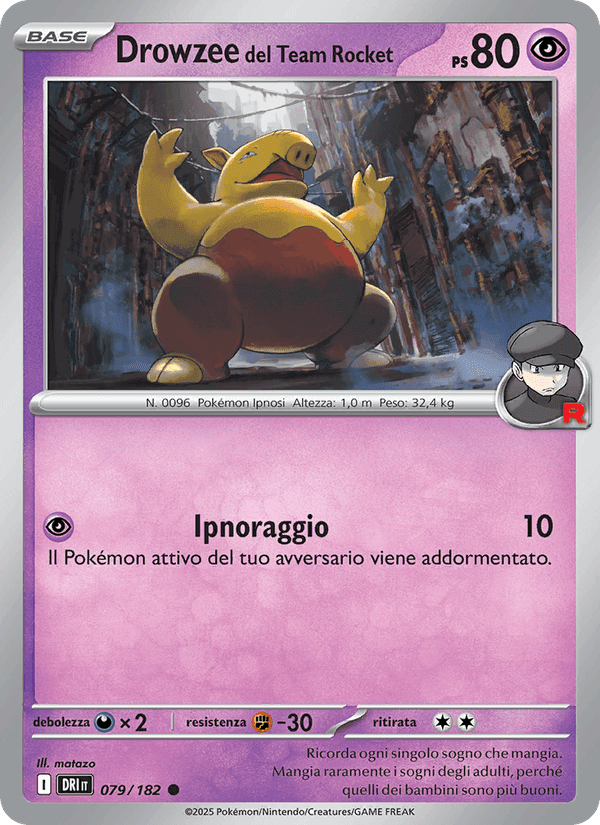 Drowzee del Team Rocket, card 079 from Rivali Predestinati