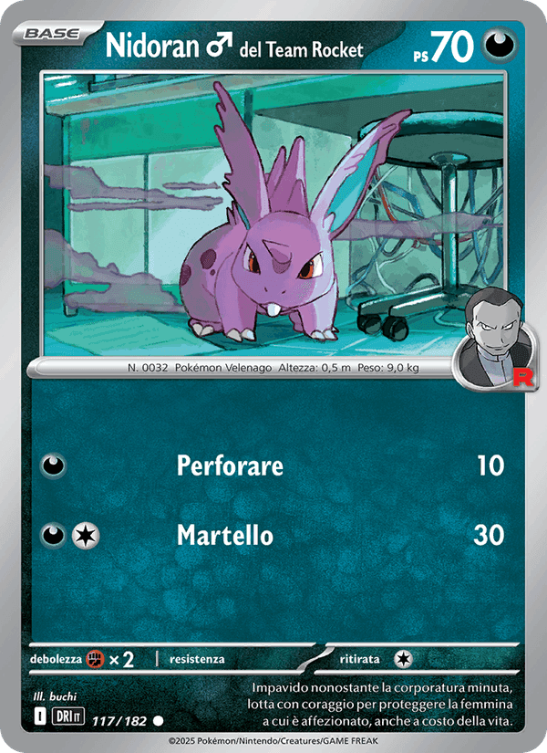 Nidoran♂ del Team Rocket, carta 117 di Rivali Predestinati
