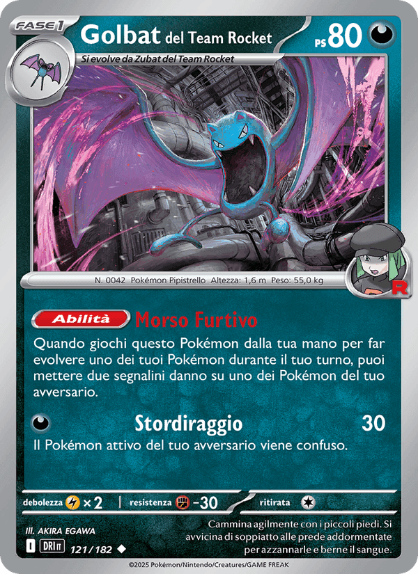 Golbat del Team Rocket, card 121 from Rivali Predestinati