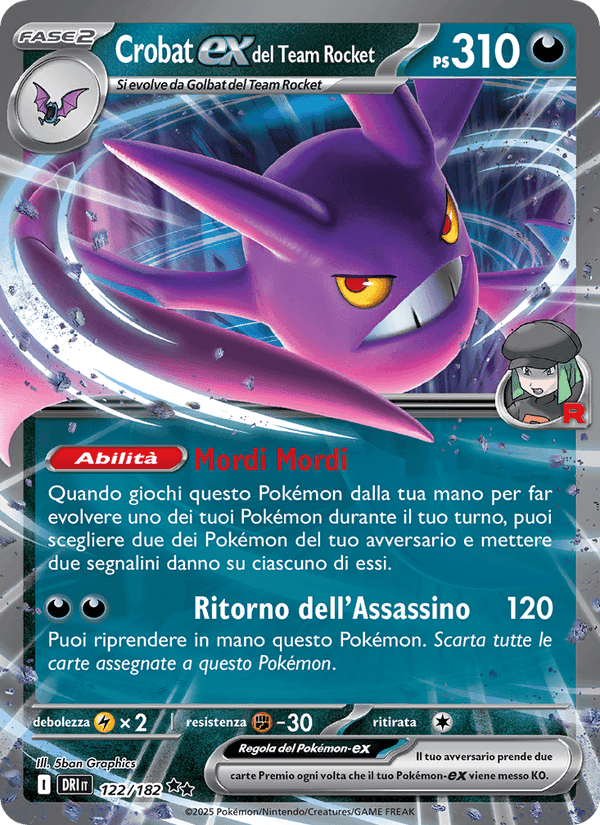 Crobat-ex del Team Rocket, card 122 from Rivali Predestinati