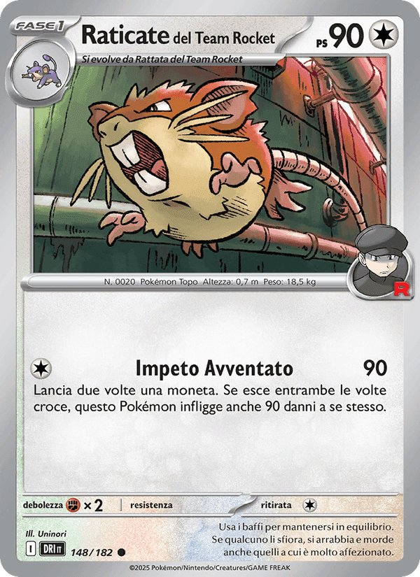 Raticate del Team Rocket, card 148 from Rivali Predestinati