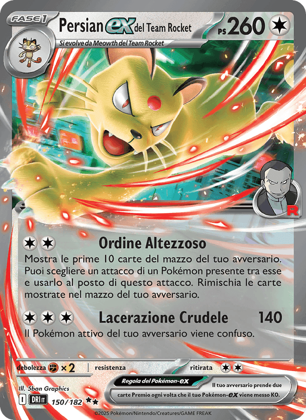 Persian-ex del Team Rocket, card 150 from Rivali Predestinati