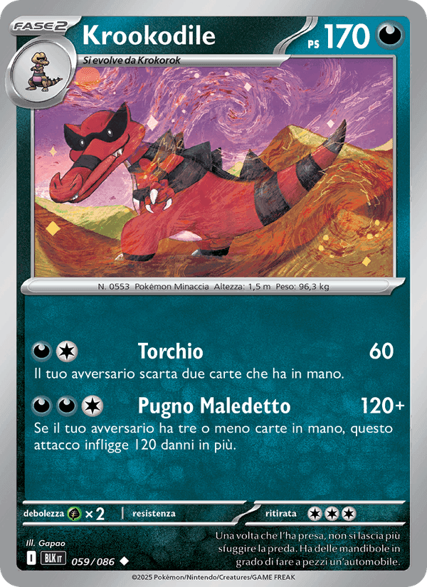 Krookodile, carta 059 di Luce Nera