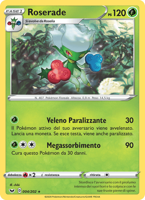 Roserade, carta 4 di Spada e Scudo
