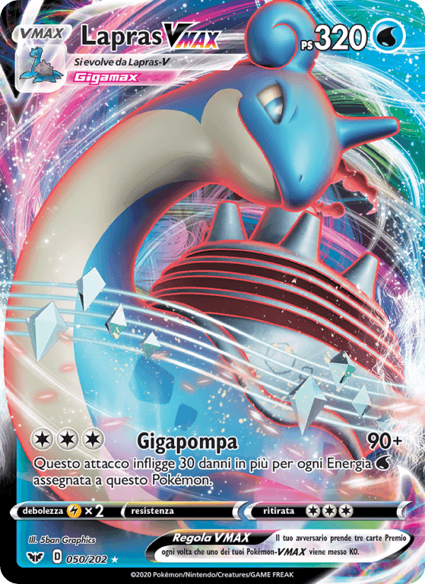 Lapras VMAX, carta 50 di Spada e Scudo