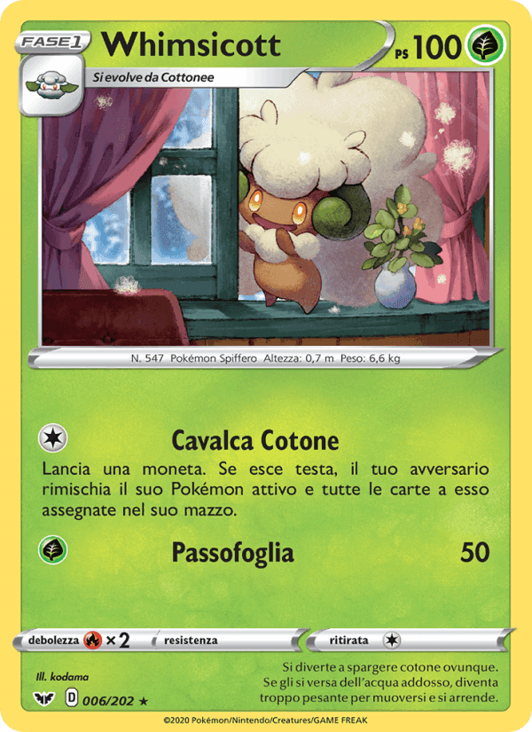Whimsicott, carta 6 di Spada e Scudo