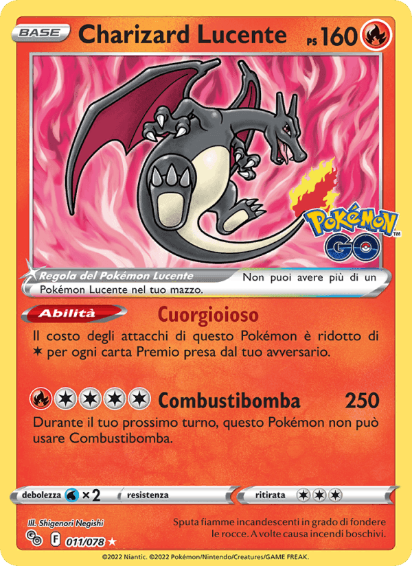 Charizard Lucente, carta 011 di Pokémon GO