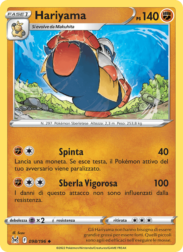 Hariyama, card 098 from Origine Perduta