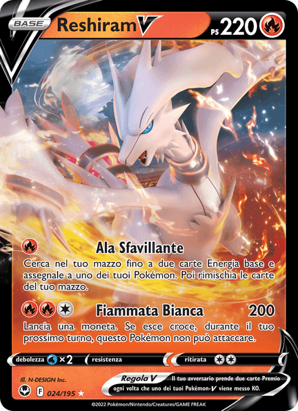 Reshiram V, carta 024 di Tempesta Argentata