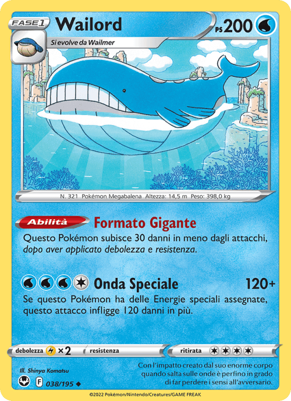 Wailord, carta 038 di Tempesta Argentata