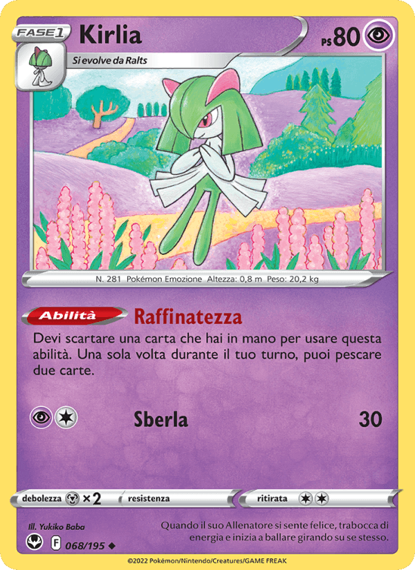 Kirlia, card 068 from Tempesta Argentata