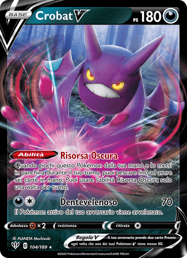 Crobat V, card 104 from Fiamme Oscure