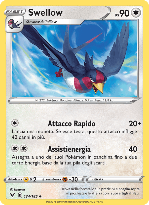 Swellow, card 134 from Voltaggio Sfolgorante