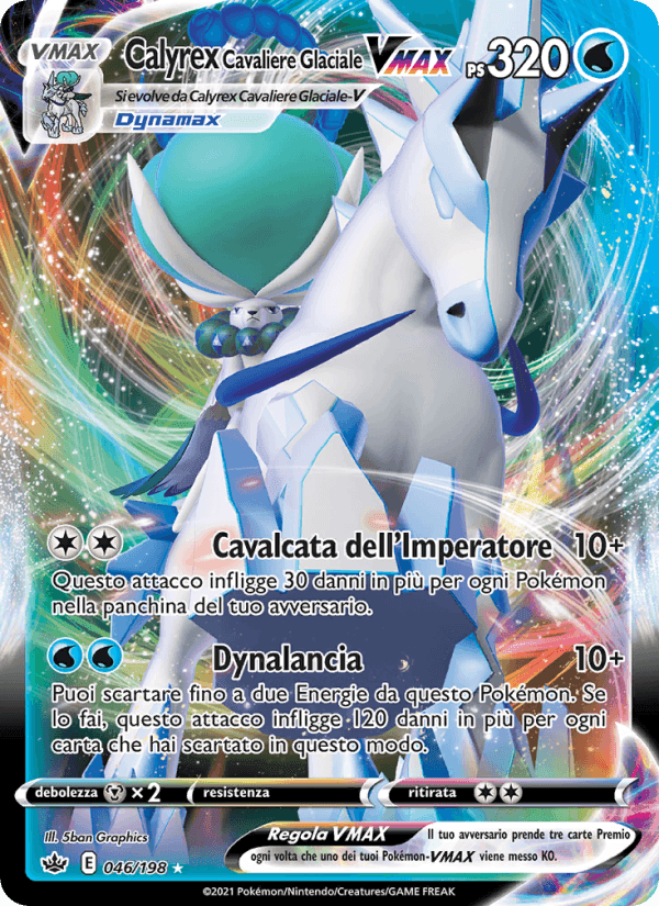 Calyrex Cavaliere Glaciale VMAX, carta 46 di Regno Glaciale