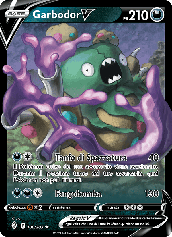 Garbodor V, card 100 from Evoluzioni Eteree